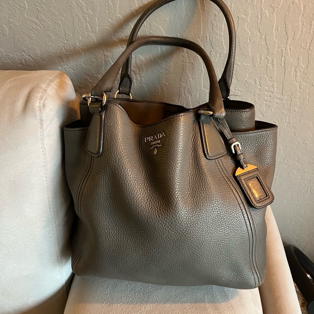 Prada grey leather bag